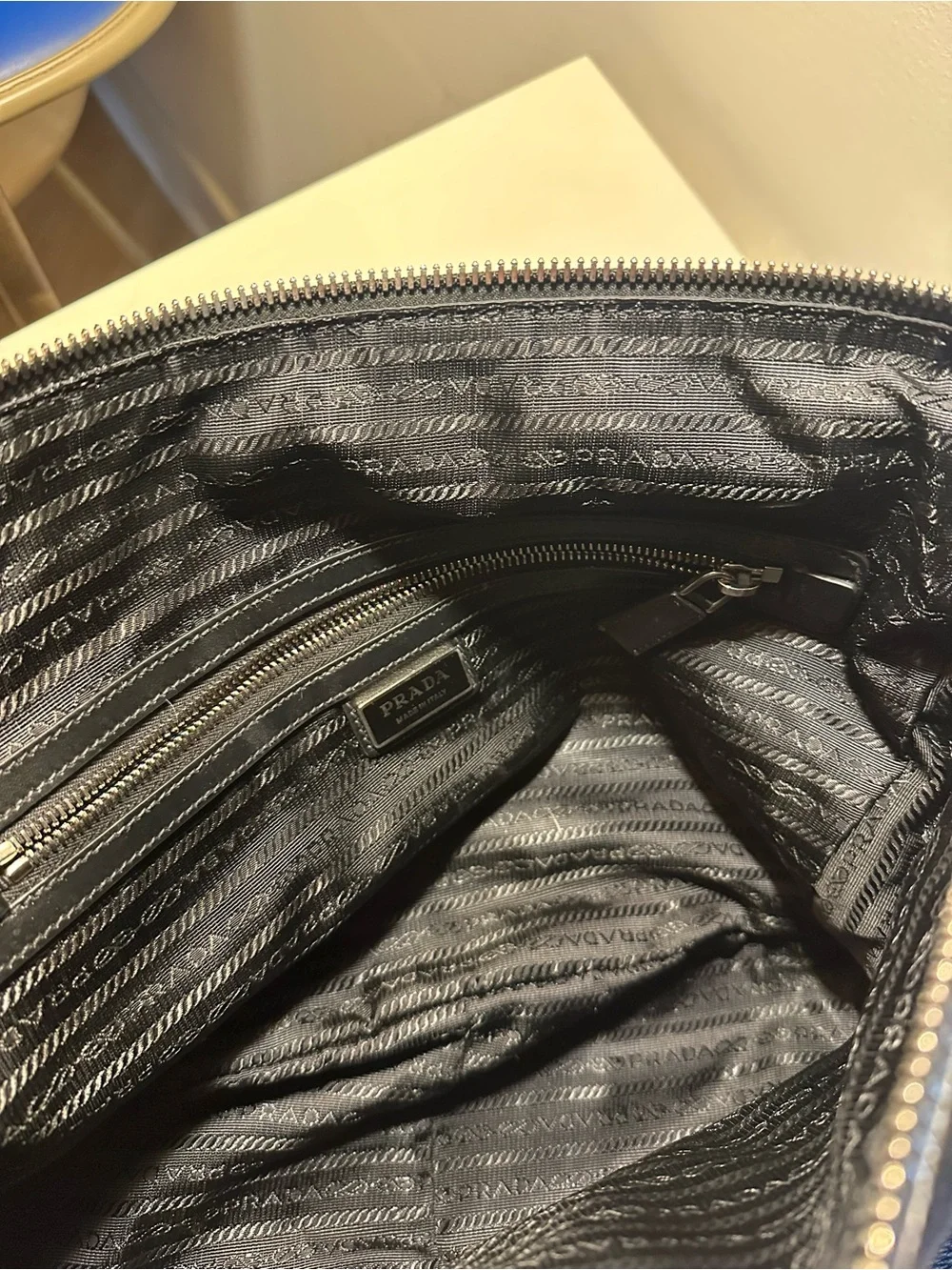 Prada Black Pebbled Leather Crossbody Pouch